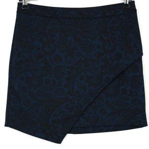 Express Faux Wrap‎ Skirt Blue Black Paisley Floral Stretch 12